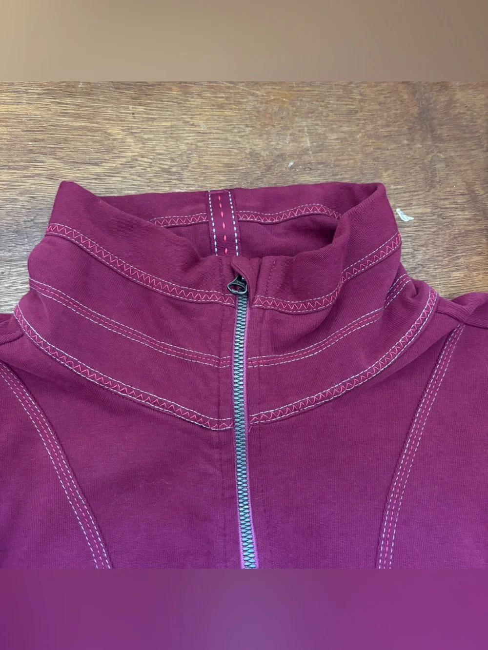 Kuhl Women’s Burgundy Full-Zip Jacket size Large organic cotton hike outdoors